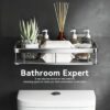 Yougai 2Pcs Aluminium Self Adhesive Wall Mounted Shelf for Bathroom Multipurpose Organizer Wall Mounted Bathroom Rack Space Saving Without Drill Wall Shelf Wall Stand (Black)