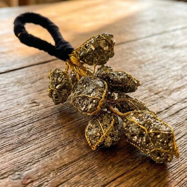 Divine Hindu Raw Pyrite Wall Hanging for Wealth & Prosperity | Natural Pyrite Crystal Vastu Decor | Abundance & Protection Stone Wall Hanging for Office, Entrance | Spiritual Wealth Manifestation