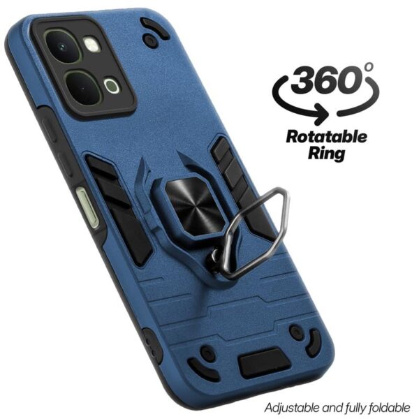 Mr. Case Back Cover for Vivo T5x 5G with 360° Rotating Ring Stand | Dual Layer Shockproof Protection | Tough Frame | Raised Camera Protection Case -Royal Blue