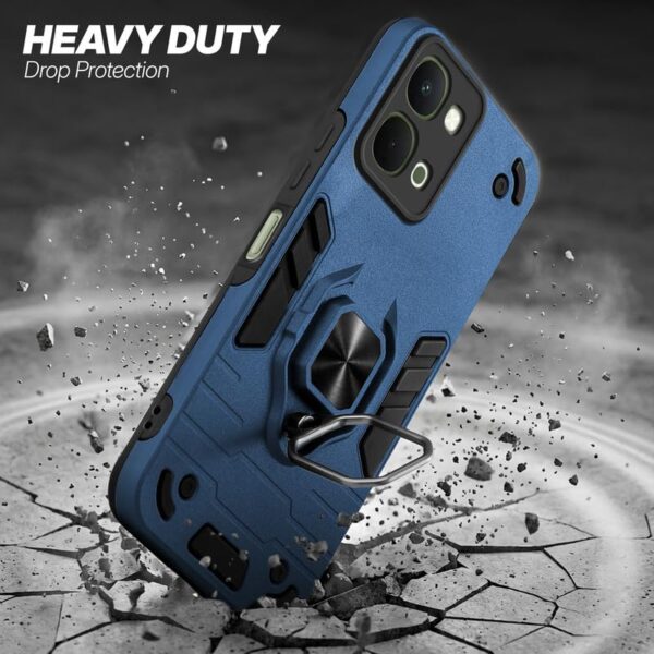 Mr. Case Back Cover for Vivo T5x 5G with 360° Rotating Ring Stand | Dual Layer Shockproof Protection | Tough Frame | Raised Camera Protection Case -Royal Blue