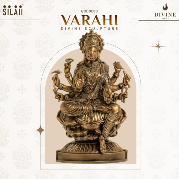SILAII Goddess Varahi Amman Sculpture - Antique Bronze Finish, Handcrafted Statue for Puja Room, Home Decor, and Gifting (6 Inches)