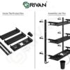 GRIVAN 5 in 1 Heavy-Duty 3 Layer Stainless Steel Bathroom Shelf Racks with Dual Soap Holder, Toothbrush Holder and Tumbler for Bathroom Accessories and Fittings (Black Matte)
