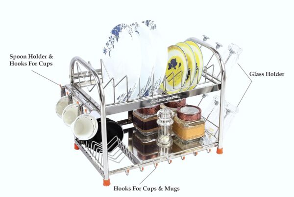AMOL® Premium Stainless Steel Dish Rack | Kitchen Stand | Utensil Stand for Kitchen | Kitchen Rack | Kitchen Organizer Rack