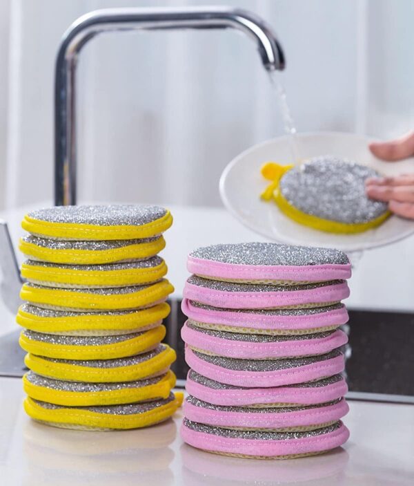 SCARPI Multipurpose Double-Sided Dishwashing Sponge Scrubber Pad | Kitchen & Bathroom Cleaning Tool | Reusable Foam Dish Cloth for Utensils, Sink & Home (Pack of 5)