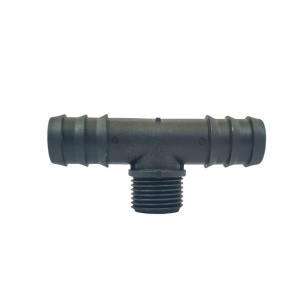 1776611116_Drip-Irrigation-Tee-Connector-with-Male-Thread-2-Side-Barbed-T-Joint-Fitting-Barbed-1-Male-Thread-Connector-for-Garden-Agriculture-Irrigation-Accessories-Pack-of-25-20X0.5-MM.jpg Drip Irrigation Tee Connector with Male Thread | 2 Side Barbed T Joint Fitting Barbed + 1 Male Thread Connector | for Garden & Agriculture Irrigation Accessories | Pack of 25-20X0.5" MM