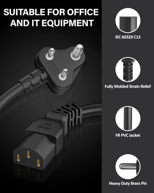 1776612314_FEDUS-1-Meter-Desktop-PC-Computer-Power-Cord-2500-Watt-IEC-C13-Power-Cable-for-Pc-3-Pin-Ac-Wire-Lead-for-SMPS-Power-Supply-Monitor-Printer-Electric-Kettle-TV-All-Gaming-Computer.jpg FEDUS 1 Meter Desktop PC Computer Power Cord, 2500 Watt IEC C13 Power Cable for Pc, 3 Pin Ac Wire Lead for SMPS Power Supply, Monitor, Printer, Electric Kettle, TV, All Gaming Computer
