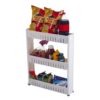 GION Plastic Kitchen Storage Rack Multi Utility Narrow Space Saving Slim Side Storage Organizer Rack Shelf with Wheels for Household Kitchen, Office, Bathroom (1Pcs) (3 Layer)