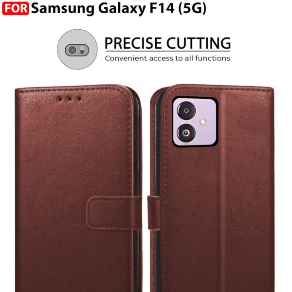 1776632841_CEDO-Flip-Cover-for-Samsung-Galaxy-F14-5G-Leather-Finish-Inside-Pockets-Inbuilt-Stand-Shockproof-Wallet-Style-Magnetic-Closure-Back-Case-Flipcover-Brown.jpg CEDO Flip Cover for Samsung Galaxy F14 (5G) | Leather Finish | Inside Pockets & Inbuilt Stand | Shockproof Wallet Style Magnetic Closure Back Case Flipcover (Brown)