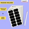 ROUSRIE Pack of 84 Reusable Waterproof Black Same Shape Mason Jars Labels Kitchen Pantry,Spice Jars Glass Bottles – Best Stickers & Organizing Label with White Pencil