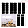 ROUSRIE Pack of 84 Reusable Waterproof Black Same Shape Mason Jars Labels Kitchen Pantry,Spice Jars Glass Bottles – Best Stickers & Organizing Label with White Pencil