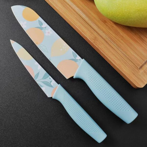 Kitchen Knife Stainless Steel 3 Pieces Professional Knife Set with Color Printing and Non-Slip Handle