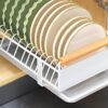 ZSIGNS Pull Out Cabinet Organizer with Dish Storage Rack Large Capacity Pantry Shelves for Kitchen Heavy Duty Detachable Drainage Plate Adhesive Rail Slide Out Design
