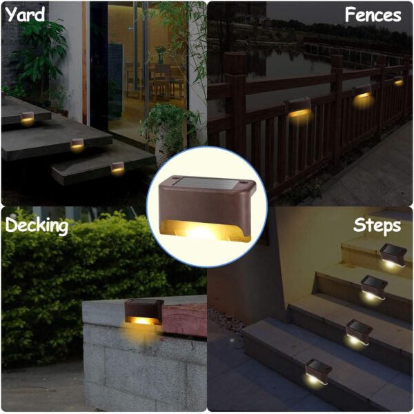 Solar Stairs Light Automatic Sensor Weather Resistant Easy Installation Energy Efficient Outdoor Versatile Lamp for Home Garden Balcony (warm white) (8)