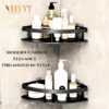 VELVYT Pack of 2, Aluminium Corner Shelf for Bathroom, Corner Stand and Rack Without Drilling, Self-Adhesive Wall Mounted Bathroom Shelf & Kitchen Organizer (Corner Black)