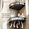 VELVYT Pack of 2, Aluminium Corner Shelf for Bathroom, Corner Stand and Rack Without Drilling, Self-Adhesive Wall Mounted Bathroom Shelf & Kitchen Organizer (Corner Black)