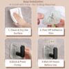 Self Adhesive Hooks Kitchen Wall Hooks - Heavy Duty 33lb(Max) Nail Free Sticky Hangers with Stainless Hooks Waterproof and Oilproof Reusable Utility Towel Bath Ceiling Hooks (4)