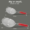 Unify 2 Pieces Stainless Steel Soup & Juice Strainer/Liquid Filter for Kitchen Use, Soup Chalni with Red Handle, Rice & Juice Use (Size-5, 7, Dia-13.5cm, 18.5cm, Set of 2, Silver)