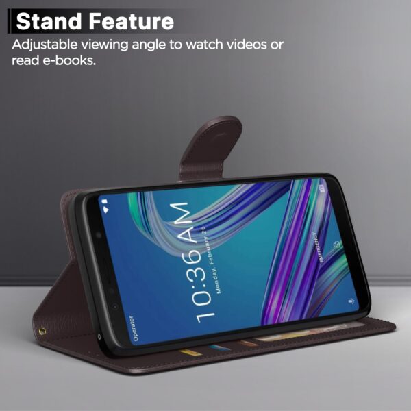 Pikkme Asus Zenfone Max Pro M1 Flip Cover Leather Finish | Inside TPU with Card Pockets | Wallet Stand and Shock Proof | Complete Protection Flip Case (Coffee)