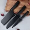 Professional 3-Piece Kitchen Knife Set - High Carbon Stainless Steel Professional 3-Piece Kitchen Knife Set - High Carbon Stainless Steel Chef, Utility & Santoku Knives with Ergonomic Blue Handles (Black, 3 Pc Knife Set)