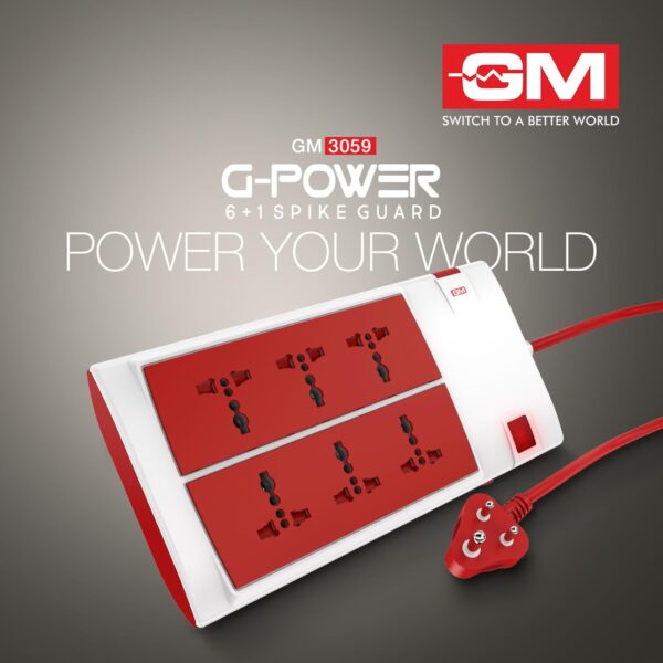 1776701517_GM-3059-Power-Strip-6-Universal-Sockets-Master-Switch-2m-Heavy-Duty-Cord-Surge-Protector-Child-Safety-Shutters-LED-Indicator-Extension-Board-for-Home-Office.jpg GM 3059 Power Strip | 6 Universal Sockets + Master Switch | 2m Heavy-Duty Cord | Surge Protector | Child Safety Shutters | LED Indicator | Extension Board for Home & Office