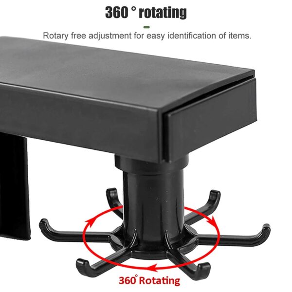 Plastic 360 Degree Rotating Kitchen Hanger Hook Cutlery Holder Utensil Rack | Wall Mounted Self Adhesive Hanger Hook Rail (6 Hooks)