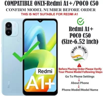 Flip Cover for Compatible Phone Models Redmi A2 Plus/Poco C50 / Poco C51 / Redmi A1 Plus Back Cover Redmi A2 Plus/Poco C50 / Poco C51 / Redmi A1 Plus Girls Styles Rose Black
