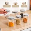 Nestasia Glass Containers for Kitchen (Set of 6-250ml), Airtight Small Glass Jar with Lid for Kitchen Pantry, Spice, Masala, Pickles, Dry Fruits, Coffee Beans Storage, Transparent