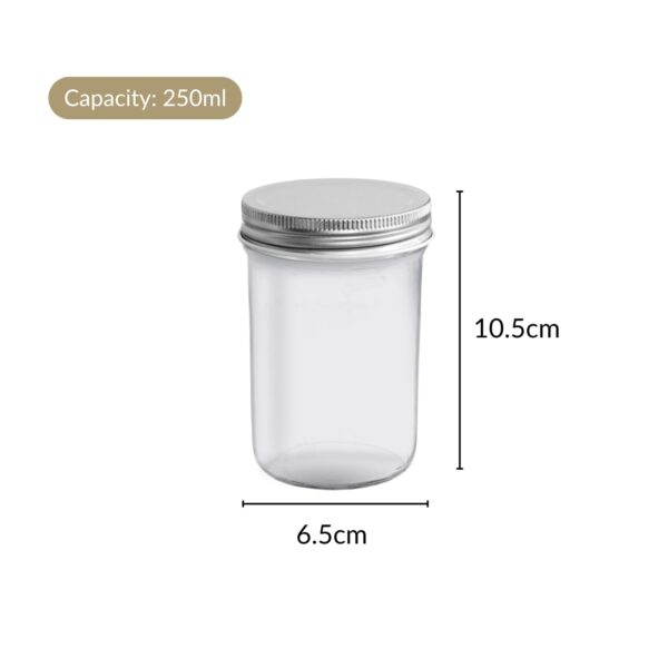Nestasia Glass Containers for Kitchen (Set of 6-250ml), Airtight Small Glass Jar with Lid for Kitchen Pantry, Spice, Masala, Pickles, Dry Fruits, Coffee Beans Storage, Transparent