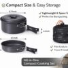 9 Pcs Camping Cookware Mess Kit Backpacking Gear & Hiking Outdoor Cooking Set with Carry Bag, Lightweight, Compact, & Durable Pot Pan Bowls