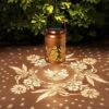 Solar Hummingbird Lantern Hanging Solar Light IP65 Waterproof Outdoor Metal Decorative Garden Light Balcony Patio Pathway Porch Decor Warm LED Lamp Antique Copper Gold Finish A32