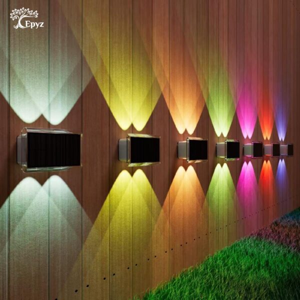 Epyz Solar Wall Light Outdoor UP & Down Waterproof Garden Decoration Wall Lamps Step Small Night Lamp Garden Lighting Fence Courtyard Decor 2 LED [ Multicolor, Pack of 1 ]