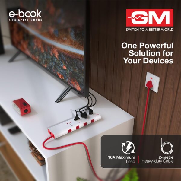 1776748452_GM-3061-E-Book-Power-Strip-4-Universal-Sockets-Individual-Switches-2m-Heavy-Duty-Cord-Thermal-Trip-Overload-Protection-LED-Indicator-Child-Safety-Shutters.jpg GM 3061 E-Book Power Strip | 4 Universal Sockets + Individual Switches | 2m Heavy-Duty Cord | Thermal Trip Overload Protection | LED Indicator | Child Safety Shutters