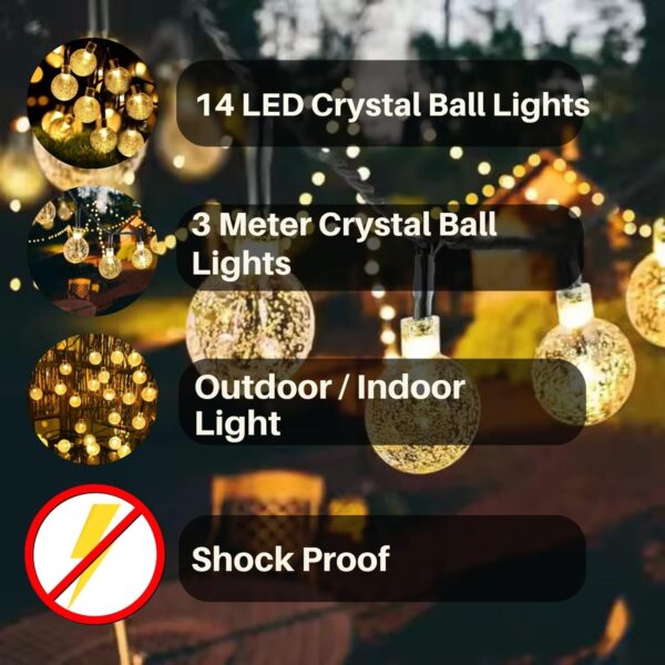 1776752857_One94Store-Crystal-Ball-String-Lights-–-14-LED-3-Meter-Warm-White-–-Decorative-Waterproof-Fairy-Lights-for-IndoorOutdoor-Garden-Diwali-Christmas-Wedding-Party-Festival-Decoration-Pack-of-1.jpg One94Store Crystal Ball String Lights – 14 LED, 3 Meter Warm White – Decorative Waterproof Fairy Lights for Indoor/Outdoor, Garden, Diwali, Christmas, Wedding, Party & Festival Decoration Pack of 1