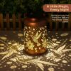 Solar Hummingbird Lantern Hanging Solar Light IP65 Waterproof Outdoor Metal Decorative Garden Light Balcony Patio Pathway Porch Decor Warm LED Lamp Antique Copper Gold Finish A23
