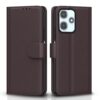 Pikkme Flip Cover Leather Finish | Inside TPU with Card Pockets | Wallet Stand and Shock Proof | Complete Protection Flip Case for Redmi 12 5G / Poco M6 Pro 5G(Coffee)