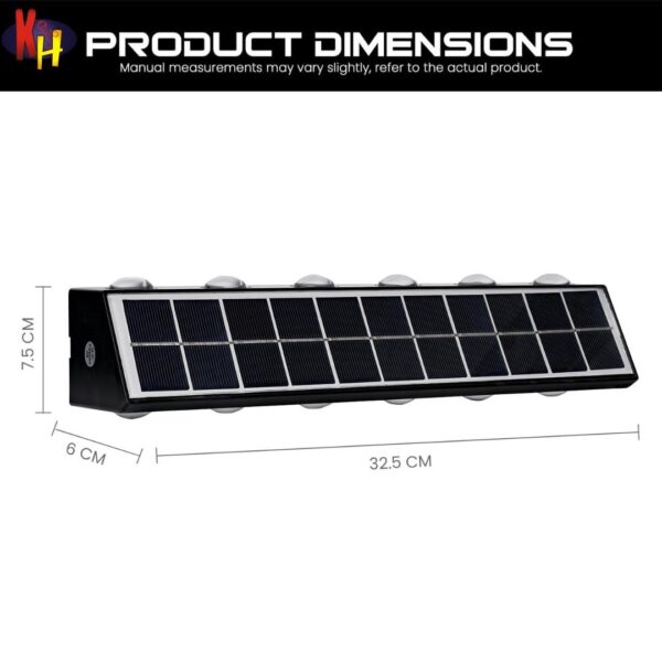 kh 12 LED Solar Wall Light RGB Up and Down Lighting with On Off Button and Water Resistant Outdoor Decorative Lamp for Home, Garden, Terrace, Patio, Deck, Fence, Flood Light Set of 1