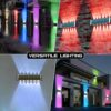 kh 12 LED Solar Wall Light RGB Up and Down Lighting with On Off Button and Water Resistant Outdoor Decorative Lamp for Home, Garden, Terrace, Patio, Deck, Fence, Flood Light Set of 1