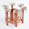 Anjali - GC02 Deluxe Polypropylene Plastic Glass And Spoon Tiered Shelf Countertop Organiser, Wooden