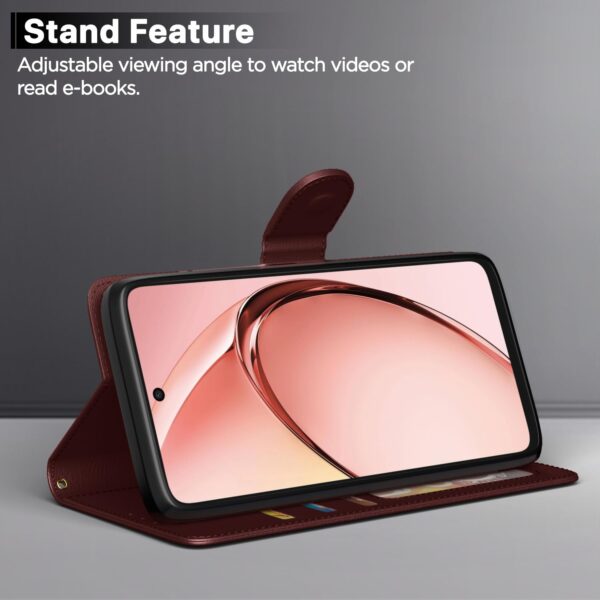 Pikkme Flip Cover Leather Finish | Inside TPU with Card Pockets | Wallet Stand and Shock Proof | Complete Protection Flip Case for Oppo A3x 5G / A3x 4G / A3 5G (Brown)