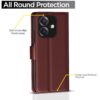Pikkme Flip Cover Leather Finish | Inside TPU with Card Pockets | Wallet Stand and Shock Proof | Complete Protection Flip Case for Oppo A3x 5G / A3x 4G / A3 5G (Brown)