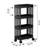 Trailbrix PoRtAbLe uTiLiTy Black 4-Tier Rolling Storage Cart with Wheels, Portable Utility Organizer Trolley for Kitchen, Bathroom, Office(Kitchen Rack 4 TIRE NN)