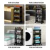 Trailbrix PoRtAbLe uTiLiTy Black 4-Tier Rolling Storage Cart with Wheels, Portable Utility Organizer Trolley for Kitchen, Bathroom, Office(Kitchen Rack 4 TIRE NN)