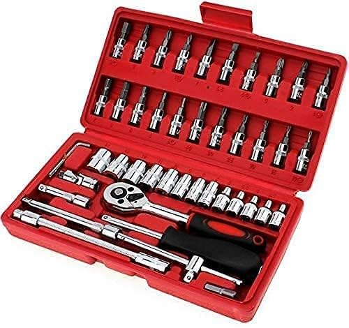 46 in 1 Pcs Tool Kit and Screwdriver and Socket Set Multi Purpose Tool Case Essential DIY Repair Tool Set for Home and Office (Multicolor)