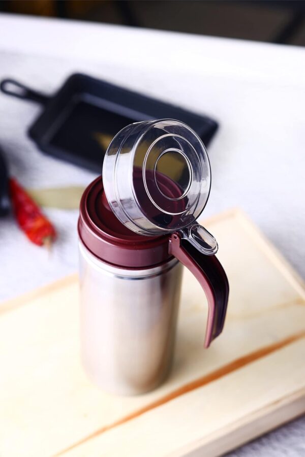 GANESH Multipurpose Stainless Steel Handy Oil Pourer, Food Grade Plastic Olive Oil, Vinegar Dispenser, Dust and Leak Proof Jar, Multicolour (1000 ML)