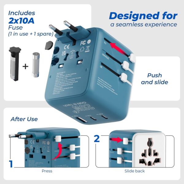 1776813228_Lifelong-Electronics-2500W-Universal-Travel-Adapter-All-in-One-2-Type-C-25W-PD-1-USB-A-18W-QC-3.0-Dual-Fuse-Protection-180-Countries-EuropeUSAsia-etc-International-Socket-Accessories.jpg Lifelong Electronics 2500W Universal Travel Adapter All in One | 2 Type-C 25W PD & 1 USB-A 18W QC 3.0 | Dual Fuse Protection | 180+ Countries - Europe/US/Asia etc | International Socket Accessories