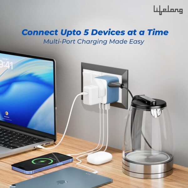 1776813229_Lifelong-Electronics-2500W-Universal-Travel-Adapter-All-in-One-2-Type-C-25W-PD-1-USB-A-18W-QC-3.0-Dual-Fuse-Protection-180-Countries-EuropeUSAsia-etc-International-Socket-Accessories.jpg Lifelong Electronics 2500W Universal Travel Adapter All in One | 2 Type-C 25W PD & 1 USB-A 18W QC 3.0 | Dual Fuse Protection | 180+ Countries - Europe/US/Asia etc | International Socket Accessories