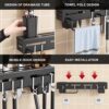 Stainless Steel Kitchen Kitchen Shelf Wall Mount Knife Holder,Towel Hanger, Spatula Ladle Hanging Hooks, Cutlery Holder Storage Rack High Grade Metal Multi-Purpose40 X 5.5 X 7.4 Cm