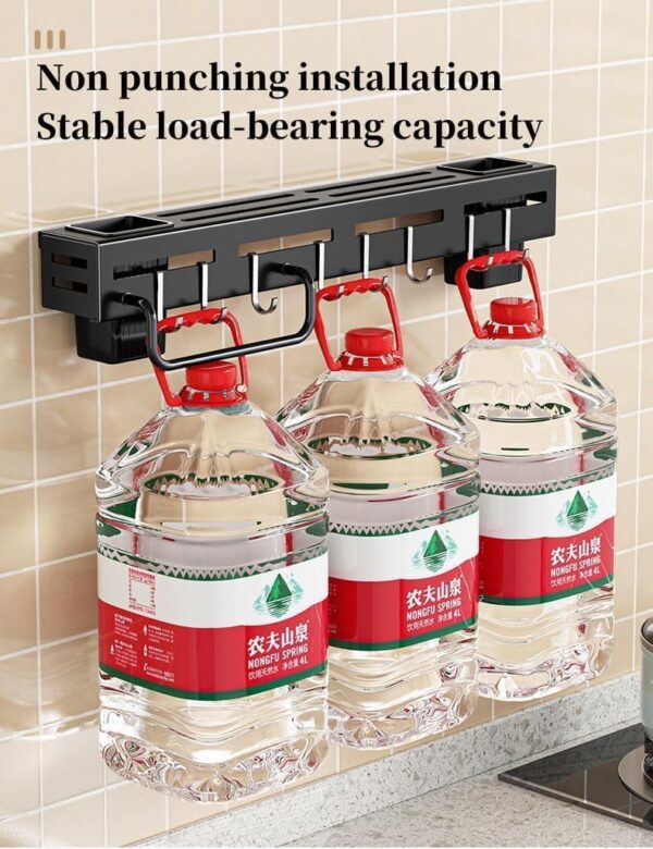 Stainless Steel Kitchen Kitchen Shelf Wall Mount Knife Holder,Towel Hanger, Spatula Ladle Hanging Hooks, Cutlery Holder Storage Rack High Grade Metal Multi-Purpose40 X 5.5 X 7.4 Cm