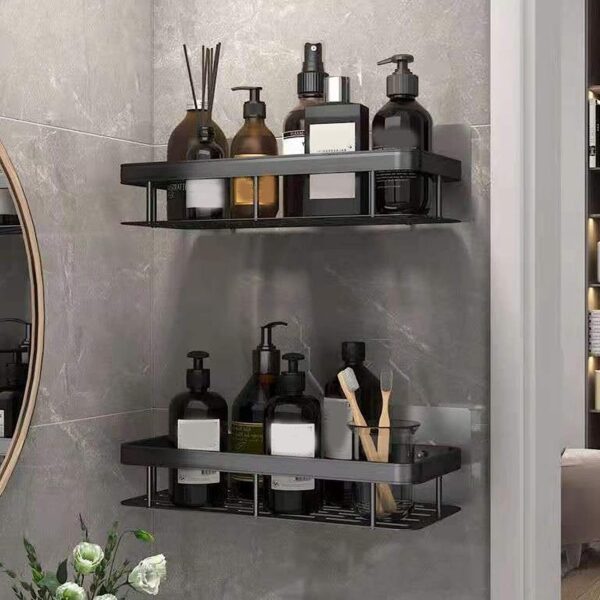 Leawall Heavy Duty Plastic Self-Adhesive Bathroom Shelf - Multipurpose Wall-Mounted Floating Storage Organizer for Bathroom, Kitchen, Bedroom, Office - Strong, Durable(2 Pcs)