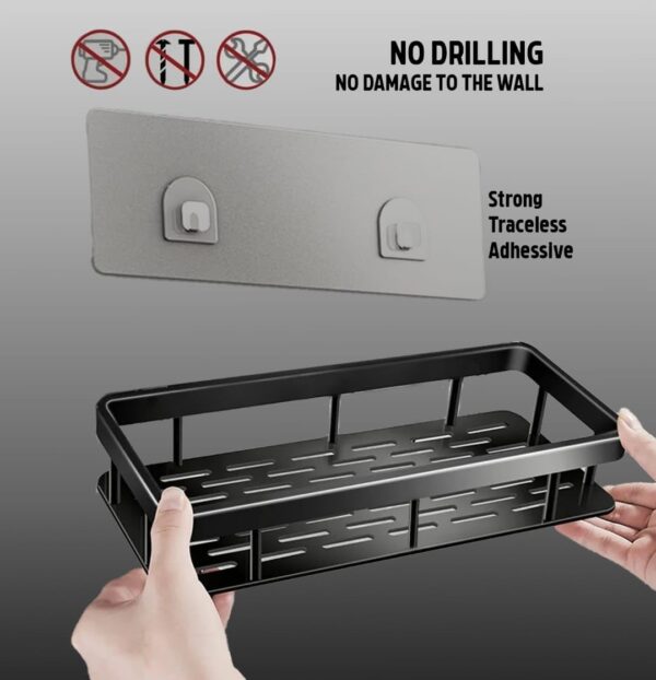 Leawall Heavy Duty Plastic Self-Adhesive Bathroom Shelf - Multipurpose Wall-Mounted Floating Storage Organizer for Bathroom, Kitchen, Bedroom, Office - Strong, Durable(2 Pcs)